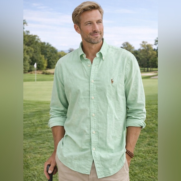 Polo Ralph Lauren Other - Ralph Lauren Custom Fit Green Oxford Button Down Shirt Long Sleeve XL